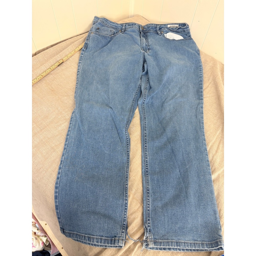 Buffalo David Bitton Jackson-X Mens Straight Stretch Jeans Blue 40x30 Distressed
